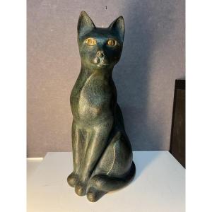 Bronze Cat By Maria Romagnoli, Signed And Numbered 3/8 And Dated 1995, Fondeur Candide à Paris