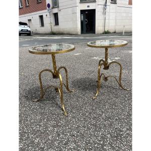 Pair Of Small Gilded Wrought-iron Settees Or Sofa Ends, Typical Of The 1950s/1960s.