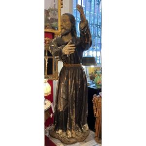 Large Christ Life Size In Carved Wood Eighteenth Century