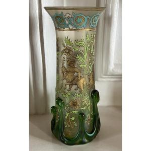 Alphonse Giboin Enameled Vase 