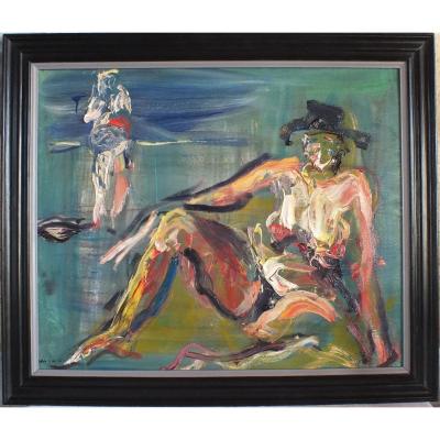 Hst Oil On Canvas Bernard Damiano (1926-2000) Painting Table