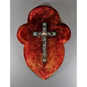 Vietnamese Christian Cross Mother Of Pearl Inlay 19th Century Vietnam -