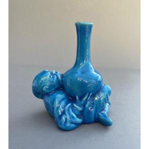 Chinoiserie Vase, Persian Blue   - Théodore Deck ??? Unsigned