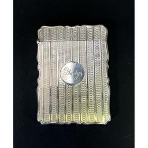 Gladys 1906 Antique English Sterling Silver Visiting Card Case - Cartes De Visite