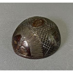 Antique Carved Coconut Cup With Dogs, Cupid, Bow And Arrows