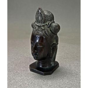 Female Head Bronze Vietnam Indochina