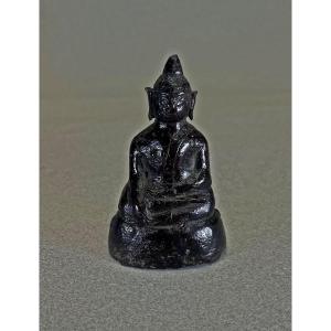 Antique Bronze Buddha Shakyamuni Laos / Thai Buddhist Sculpture Bhumisparsha Mudra  C17th