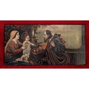 Very Rare Large And Important Vietnamese Eggshell Lacquer Panel The Holy Family 