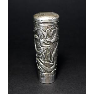 Antique Walking Stick Cane Handle Chinese Solid Silver Vietnam Vietnamese
