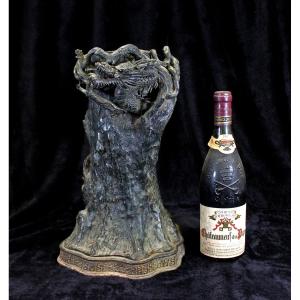Large Impressive Japanese Bronze Dragon Stand Edo Period