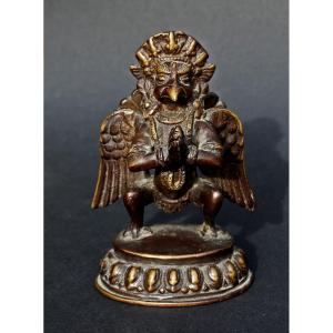 Antique Indian Bronze Statue Garuda, Hindu Bird God