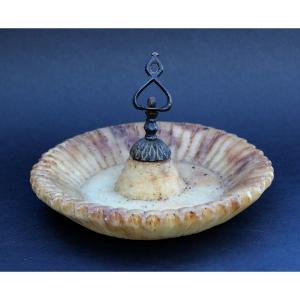 Antique Judaica Arabic Ethnic Tribal Yemen Jewish Sabbath Oil Lamp Alabaster