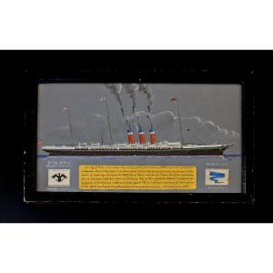 Gouache Painting City Of Paris Transatlantic Liner Blue Ribbon