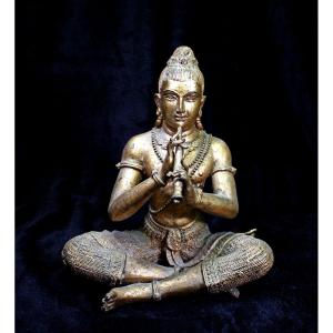 Antique Thai Gilt Bronze Rattanakosin Phra Aphai Mani Flute Player
