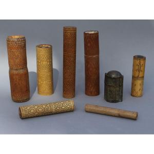 Lime Containers Betel Nut Timor, Indonesia Bamboo Early 20th Century