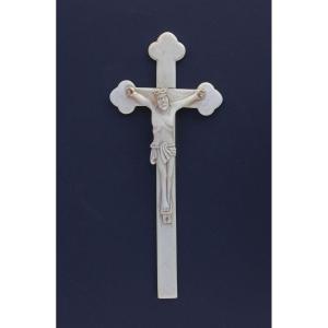 Antique African Christian Ivory Crucifix, 19th Century Christ On The Cross
