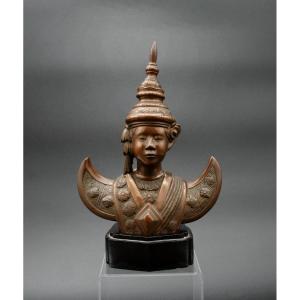 Vietnam Bien Hoa School (saigon). Circa 1930. Bronze Bust Of A Cambodian Dancer