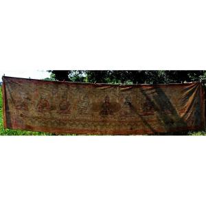 Ancient Buddhist Temple Painting Buddha Thangka.