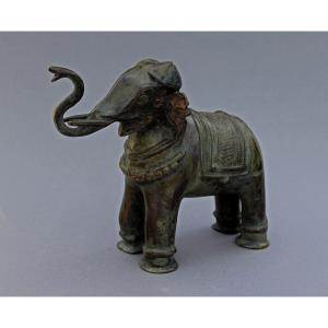 Antique Bronze Elephant Indian Hindu Temple Toy 19th Century