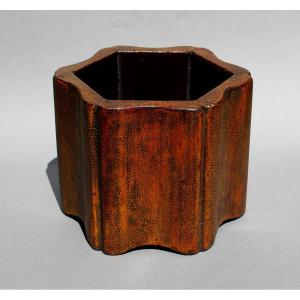 Antique Chinese Bitong Sharkskin Brush Pot