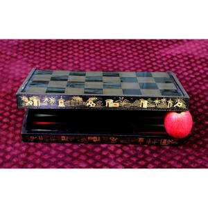 Antique Chinese Export Lacquer Chess And Backgammon Board 