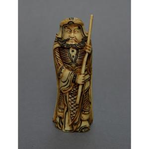 Japanese Bone Carving Of Shōki, The Demon Queller – Meiji Period