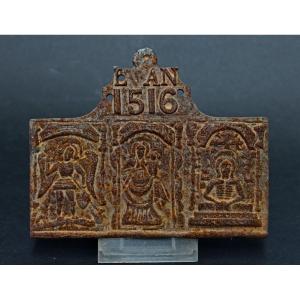 French Cast Iron Devotional Plaque, Dated 1516 – Possibly Linked To The Concordat Of Bologna
