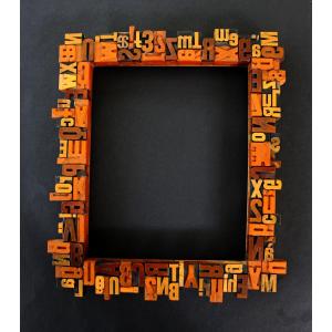 Vintage Painting Or Photo Frame Made From Old Printing Blocks – Decorative Typographic Art
