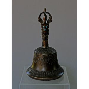 Antique Tibetan/nepali Vajrayāna Buddhist Ritual Ghanta Bell With Vajra Handle