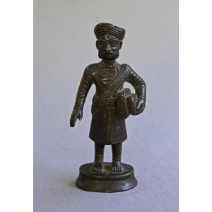 Indian Bronze Figure Of A Court Munshi With Manuscript, Rajasthan/gujarat, 19th Century.