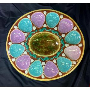 Rare Large  Majolica Oyster Plate George Jones?