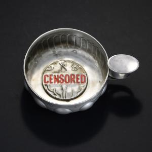 Antique Silver Tastevin Erotic Menage A Trois.