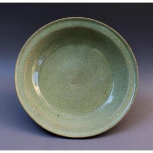 Large Antique Chinese Longquan Celadon Dish Ge Type, Ming Dynasty