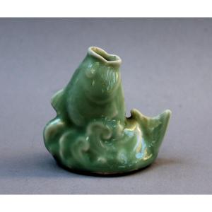 Antique Chinese Celadon Porcelain Brush Washer Leaping Fish – Object For The Scholar’s Table