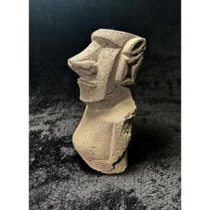  Easter Island Volcanic Stone Moai Figure, Rapa Nui Mid-c20th