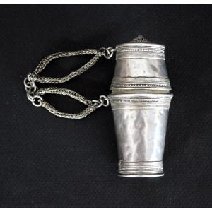 Antique Thai, Burmese, Malaysian Or Singapore Solid Silver Lime Container, 