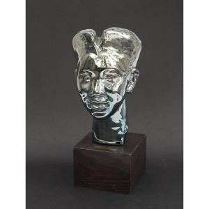 Vietnamese C20th Silver Lustre Bust Of A Young Man Mid Century