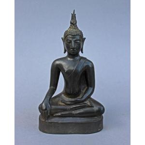 Antique Thai Bronze Seated Buddha, Earth-touching Gesture, 18th Century Or Earlier