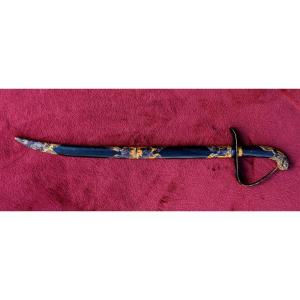 Antique Vietnamese Ceremonial Sword In Lacquered Wood, Nguyễn Dynasty, 19th Century