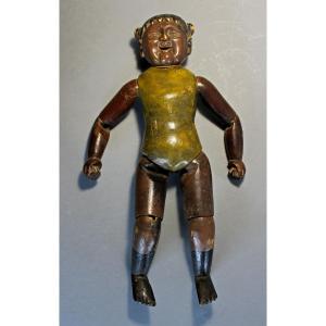 Antique Chinese Articulated Wooden Doll, Late Qing Dynasty, 19th Century