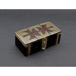 Antique Tuareg Wooden Miniature Coffer With Solid Silver Mounts