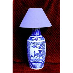 Large Decorative Antique Chinese Blue & White Porcelain Vase Lamp   Interior Design