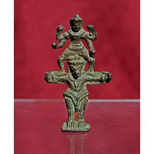 Antique Khmer Vishnu On Garuda Bronze, Angkor Wat, 12th Century
