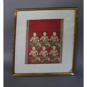 Antique Thai Manuscript Painting Of Six Thewada, Rattanakosin Period.