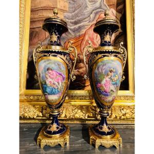 Sèvres, Pair Of Porcelain Vases, XIX.