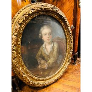 Pastel Ovale Jeune Homme, époque XVIII ème.