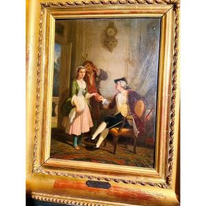 Jules Salles Wagner (1814-1898) Oil On Panel, Gallant Scene