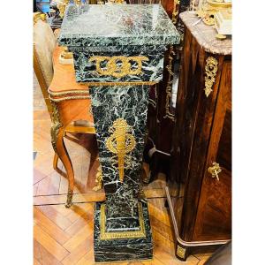 Sheath Shaped Column In Sea Green Marble, XIXth Century.