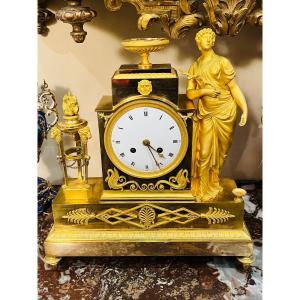 Pendule D’époque Empire En Bronze Doré, Vestale