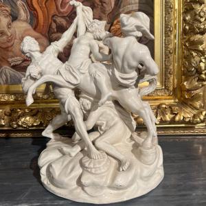The Abduction Of The Sabine Women. Enamelled Earthenware, 19th Century.